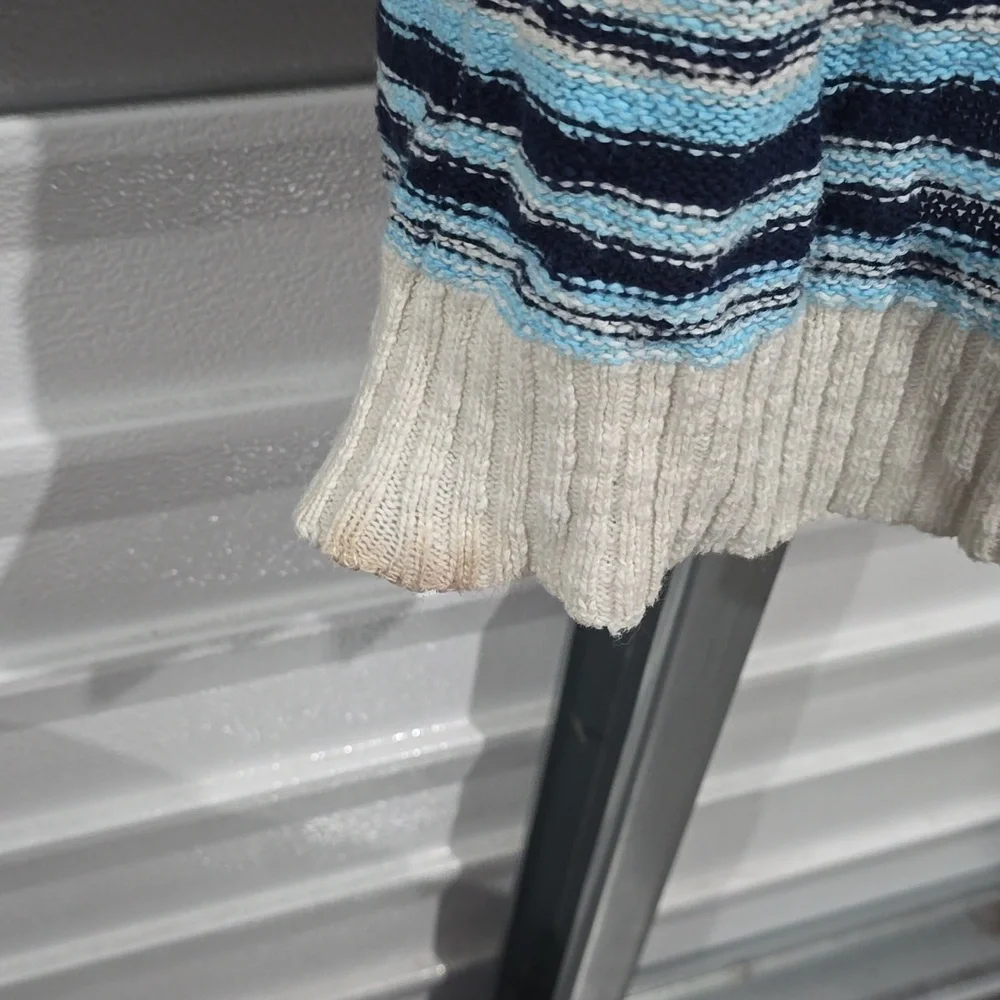 Justice Blue and White Crocheted‎ Style Long Sweater Size 10